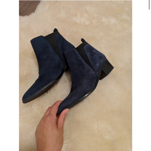 Navy Blue Suede Marc Fisher Booties - Picture 4 of 5